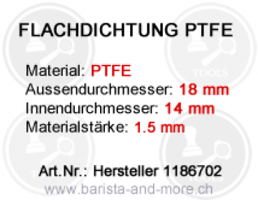 Flachdichtung PTFE ø 18x14x1,5 mm [1/4"]